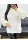 SOFT SWEATER WITH FRILLY COLLAR AND SLEEVES AH250662 WHITE