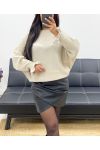 SOFT SWEATER WITH BEIGE AH250686 SLEEVES