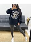 SUDADERA NEGRA CON ESTAMPADO DE AH250622