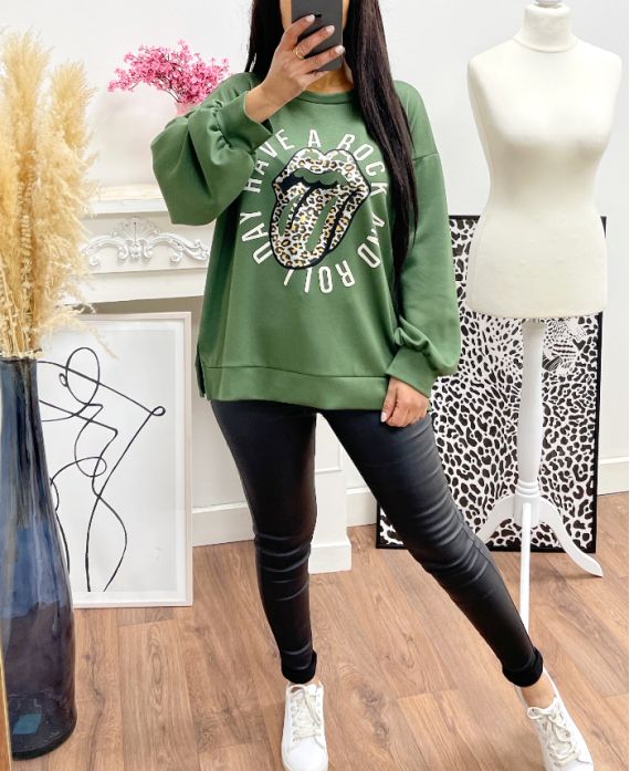 GREEN AH250622 PRINTED SWEATSHIRT