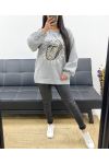 SUDADERA GRIS CON ESTAMPADO DE AH250622