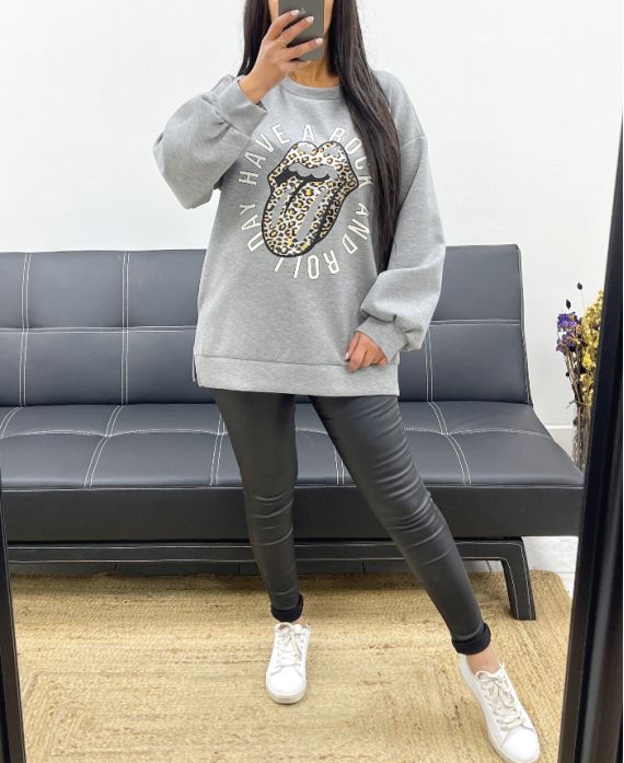 GREY AH250622 PRINTED SWEATSHIRT