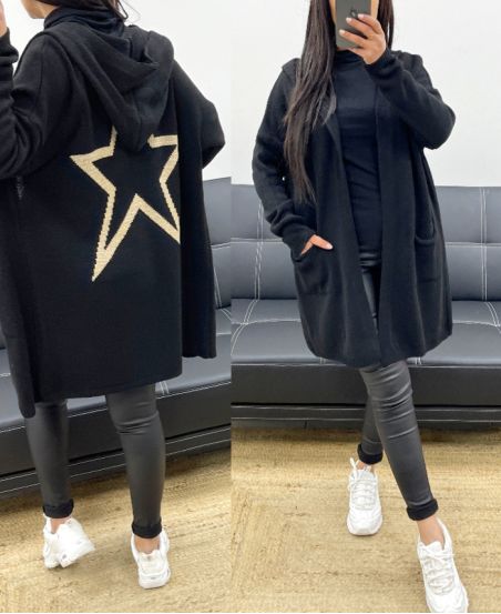 BLACK STAR BACK HOODED VEST AH250682