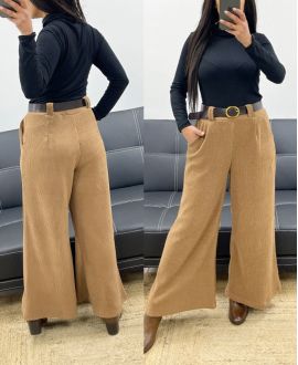 PANTALON VELOURS + CEINTURE AH250632 CAMEL