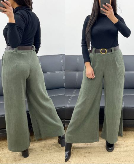 VELVET PANTS + GREEN AH250632 BELT