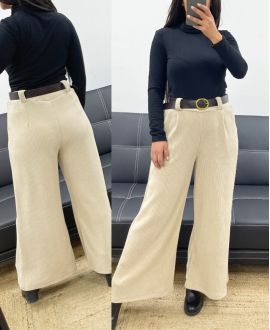 PANTALONE IN VELLUTO + CINTURA AH250632 BEIGE