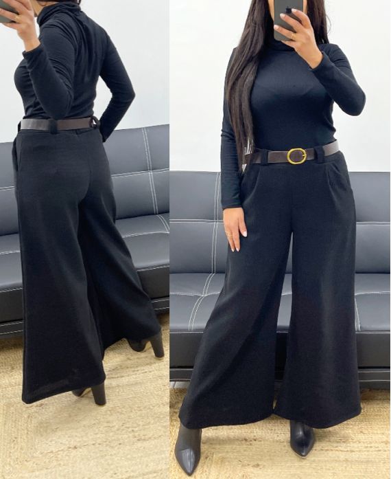 PANTALON VELOURS + CEINTURE AH250632 NOIR