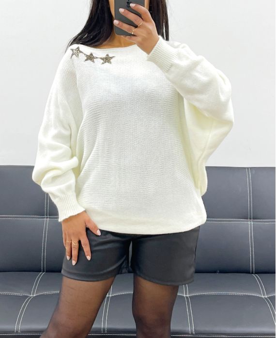 PULLOVER 3 ETOILES AH250691 BLANC