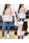 PE0733 ROZE BI-MATERIAAL FLOCKING TOP