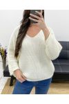 PULLOVER MIT KNOPFLEISTE PE0589 WEISS