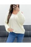 PULLOVER CON BOTTONI SUL RETRO PE0589 BIANCO