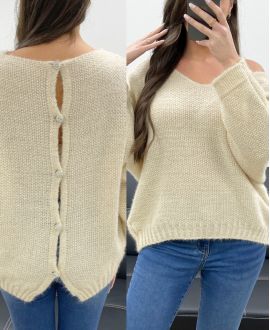 PULLOVER RÜCKENKNÖPFE PE0589 BEIGE