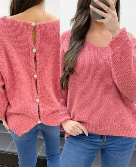 PULLOVER DOS BOUTONS PE0589 TERRACOTTA