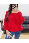 PULLOVER DOS BOUTONS PE0589 ROUGE