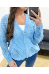 PE0725 OPENWORK VEST SKY BLUE