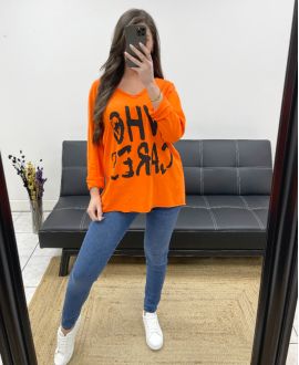 BAUMWOLL-T-SHIRT "WHO CARES" SS341 ORANGE