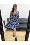 MARINEBLAUES KLEID MIT VISKOSE-PRINT PE0743