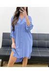 ROBE CHEMISE FLUIDE PE0702 BLEU