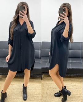 ROBE CHEMISE FLUIDE PE0702 NOIR