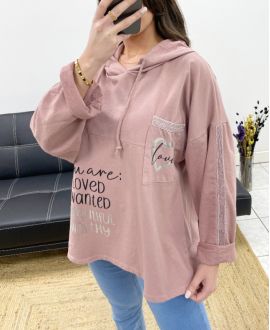 PULL-SWEAT A CAPUCHE PE0735 ROSE