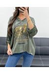 EAGLE HOODIE METALLIC EFFECT PE0707 KHAKI