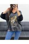 SUDADERA CON CAPUCHA EAGLE EFECTO METALIZADO PE0707 NEGRO