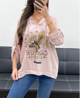 EAGLE HOODIE METALLIC EFFECT PE0707 PINK