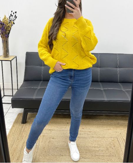 MAGLIONE TRAFORATO PE0838 GIALLO