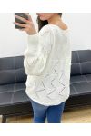 PE0838 OPENWORK PULLOVER WHITE