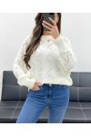 PE0838 OPENWORK PULLOVER WHITE