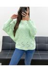 PE0838 OPENWORK PULLOVER PASTEL GREEN