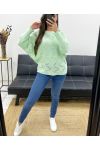 PE0838 OPENWORK PULLOVER PASTEL GREEN