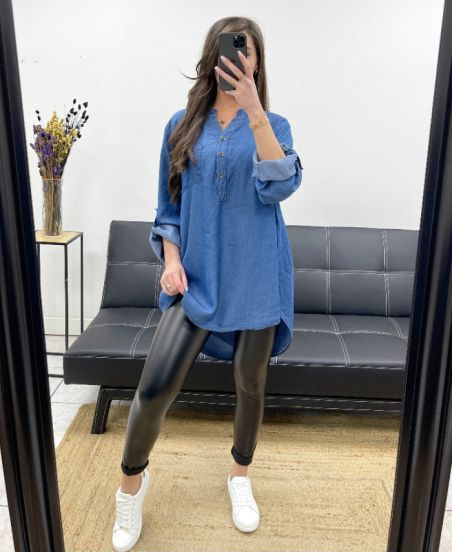 TENCEL OVERSIZE-BLUSE PE0841 DUNKELBLAU