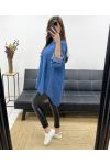 BLUSA OVERSIZE TENCEL PE0841 AZUL OSCURO