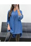 BLUSA OVERSIZE TENCEL PE0841 AZUL OSCURO