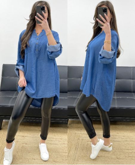 BLUSA OVERSIZE TENCEL PE0841 BLU SCURO