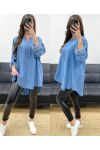 CHEMISIER OVERSIZE TENCEL PE0841 BLEU MEDIUM