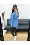 TENCEL PE0841 BLUZKA OVERSIZE NIEBIESKA ŚREDNIA