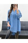 TENCEL PE0841 BLUZKA OVERSIZE NIEBIESKA ŚREDNIA