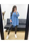 TENCEL PE0841 BLUZKA OVERSIZE NIEBIESKA ŚREDNIA