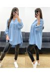 BLUSA OVERSIZE TENCEL PE0841 AZUL CLARO