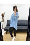 BLUSA OVERSIZE TENCEL PE0841 AZUL CLARO