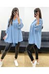 BLUSA OVERSIZE TENCEL PE0841 AZUL CLARO