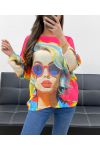 3/4 SLEEVE PRINTED SWEATER P0847 WOMEN