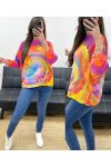 3/4 SLEEVE PRINTED SWEATER P0847-1 TIE AND DYE 1