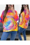 3/4 SLEEVE PRINTED SWEATER P0847-1 TIE AND DYE 1