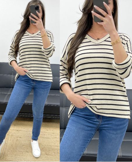 LUREX KNIT SAILOR SWEATER PE0769 ZWART