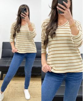 LUREX KNIT SAILOR SWEATER PE0769 CAMEL