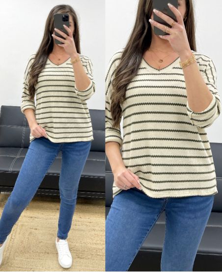 LUREX KNIT SAILOR SWEATER PE0769 KHAKI