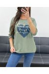 CAMISETA VAQUERA CORAZÓN BIMATERIAL PE0750 CAQUI